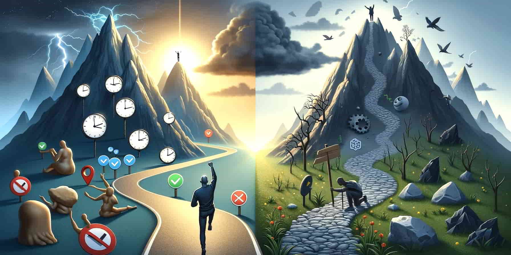 The image shows challenges that require formation of regular habits - power of habits