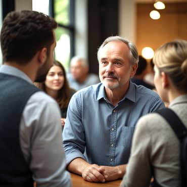 Social Media Marketing Strategies For Small Businesses A man socialising and listening intently - social media marketing strategies