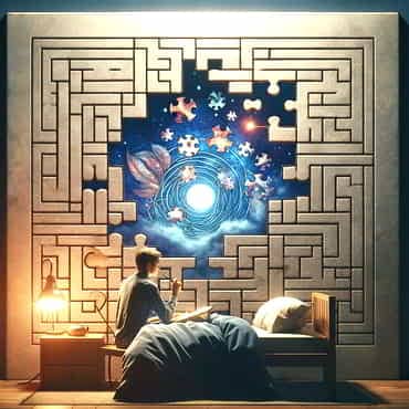 A person beside their bed, writing in a dream journal