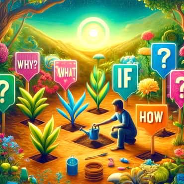 A person cultivating curiosity in a garden setting - planting and watering questions