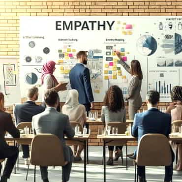 The Key to Effective Leadership: Elevating Empathy Building empathy skills The image features a diverse group of workers