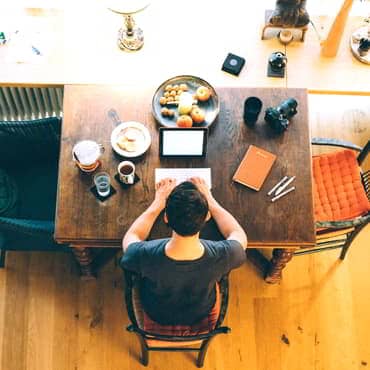 Focused writer at work