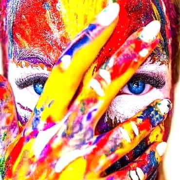 Painted face and hand