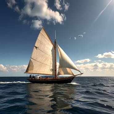 Sailing boat with weather changing