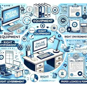 3 Steps For Starting A Business Online: Decisions That Lead To Success The image highlights 3 main areas to consider