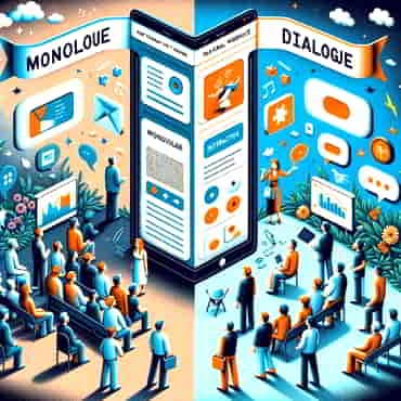 Engaging Your Audience: Creating WordPress Interactive Content Two images one headed monologue and the other headed dialogue