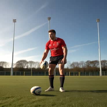 rugby player practicing
