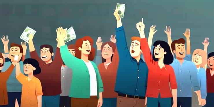 How To Find Your Unique Value Proposition For Niche Mastery A crowd of people with hands in the air trying to pay for something - how to find your unique value proposition