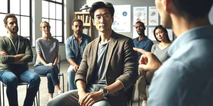 How To Improve Active Listening Skills: Transform Your Relationships A diverse group of attentive adults sitting in a circle practicing how to improve active listening skills