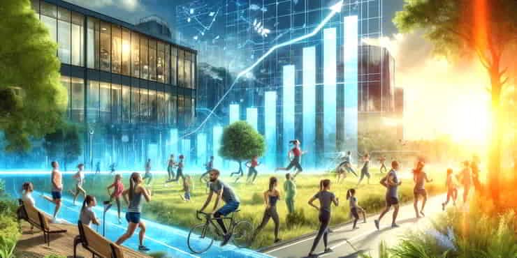 A diverse group of people engaging in various physical activities park - does exercise increase productivity