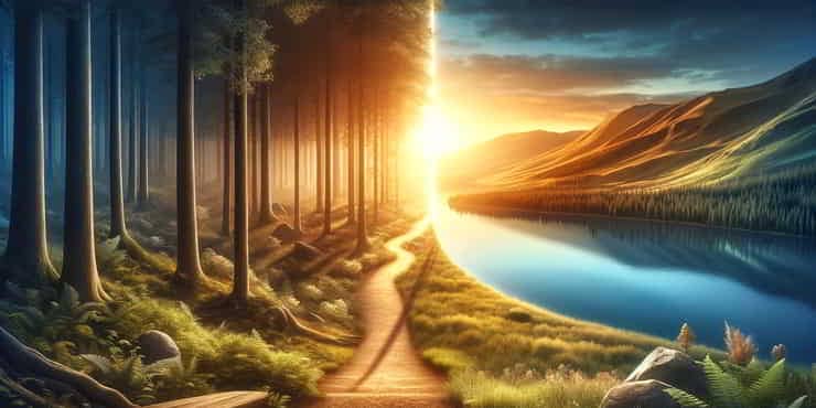 A serene landscape divided into two halves symbolising the balance of mental and emotional well-being740x370-O