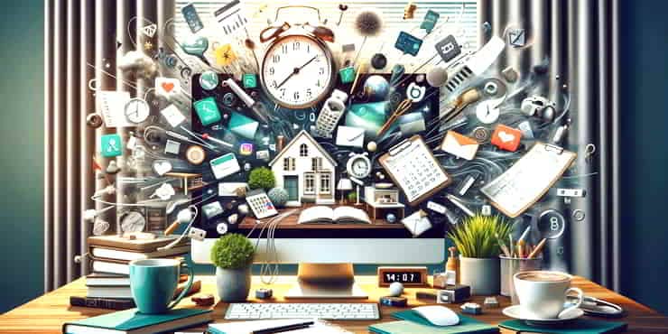 Managing Interruptions: Handling Unexpected Disruptions Desk surrounded by interruptions - managing interruptions