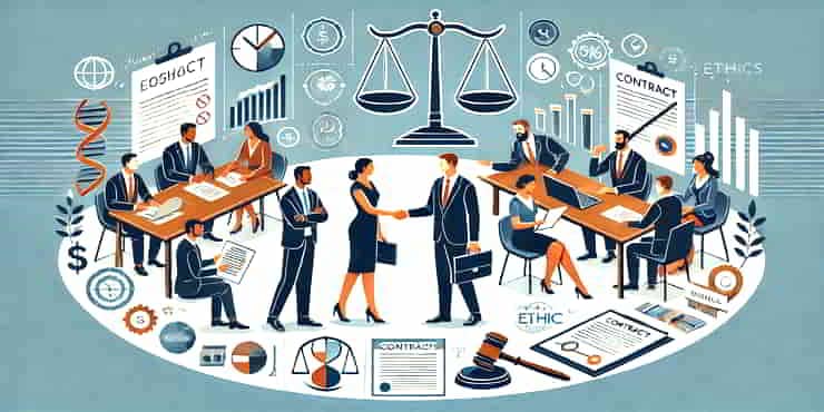 Diverse individuals engaging in discussions and shaking hands on a deal - the art of negotiation