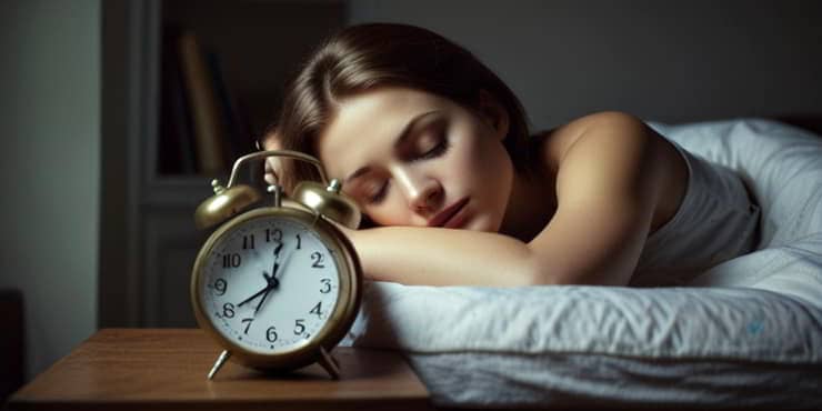Lady sleeping at 8 oclock in the evening - bounce back from burnout