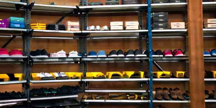 Shelves full of shoes for sale