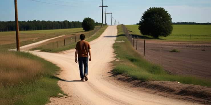 Someone walking on an easy path towards a rougher unsurfaced path - overcome the fear of failure
