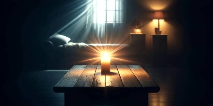 The light from a candle placed in a dimly lit room reaches the corners - turning thoughts into action