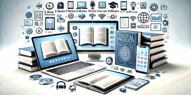 A Comprehensive Guide To Creating Digital Products Various digital products such as e-books, online courses, software, and webinars - creating digital products