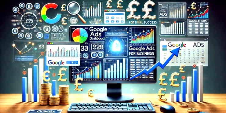 The image visually represents the complexity and potential success of using Google Ads for business - Google Ads tutorial for beginners