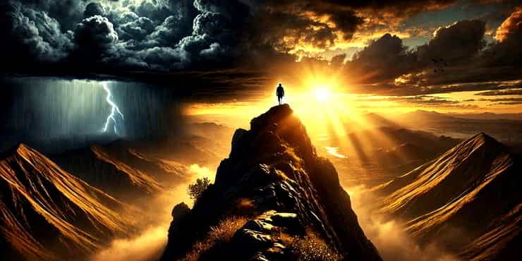 A person standing on the edge of a rugged cliff - embracing challenges