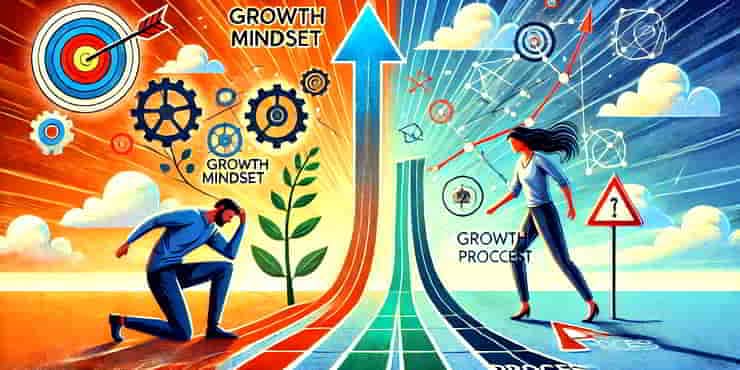 Two individuals aiming for the same goal with one succeeding while the other struggles - mindset and success