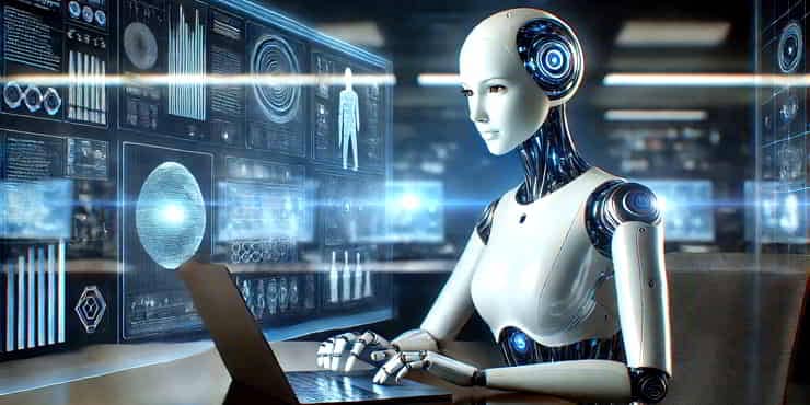 A female robotic humanoid AI assistant - AI tools for content creation