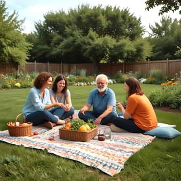 The Benefits of Going Outside Everyday: Nature's Therapy A small group of people enjoying a picnic in a community garden
