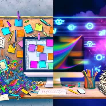 Illustrateing the impact of AI tools on writing-shows old chaos and new slick efficiency