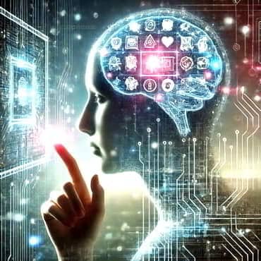 How to Train Your Mindset for Growth A person's head depicted as a transparent computer screen with digital codes