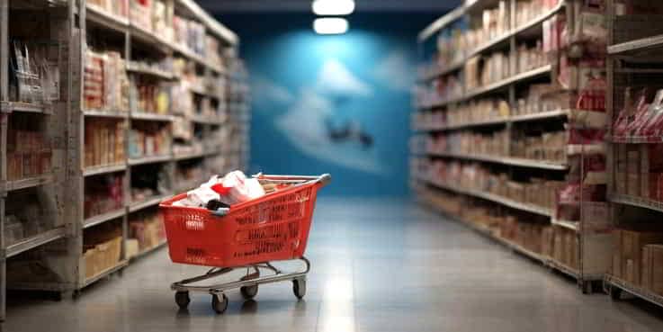 An abandoned full shopping cart in an empty store - cart abandonment solutions