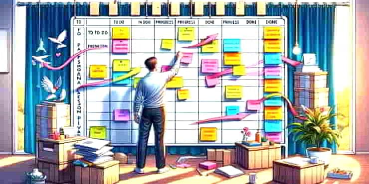 A man using manual Personal Kanban