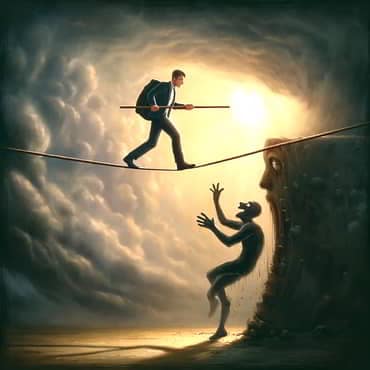 Self‑Promotion Techniques That Feel Genuine A person balancing on a tightrope with someone underneath ready to catch if they fall