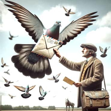 A pigeon fancier who has just released an envelope with wings