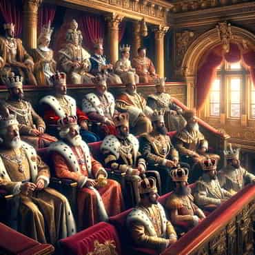 A group of kings seated as an audience