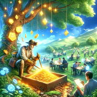 Profitable Keyword Research: 5 Easy Steps That Work A man in a miners helmet with a big square pot of gold