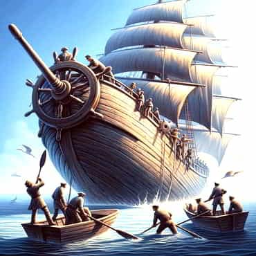 An old stationary sailing ship floundering
