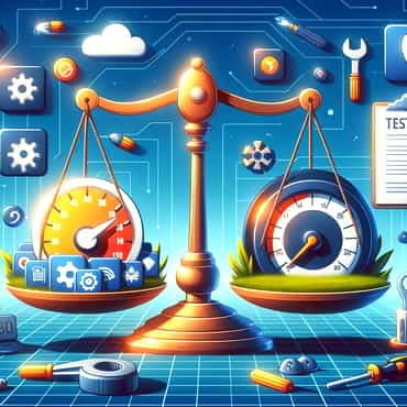 Become An Effective WordPress Sales Funnel Builder Balance scale symbolizing the balance between functionality and performance