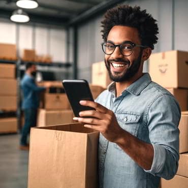 Woocommerce on WordPress: Launch Your Own Online Store Happy shopper collecting a box of goodies