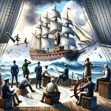 Resource And Support Needs: Project Needs Analysis Stakeholders admiring their ship