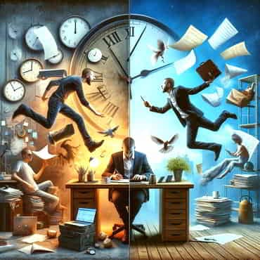 The contrast between the chaos of multitasking and the productivity of focusing on one task at a time