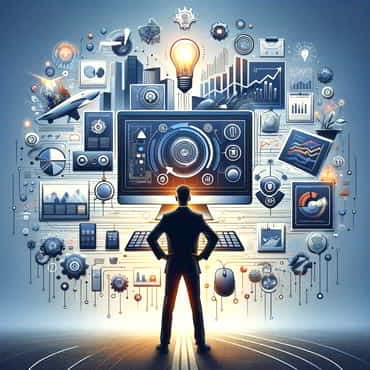 33 Compelling Benefits Of Online Business Visual representation of man in control of business