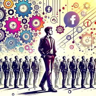 An entrepreneur standing out in a crowd symbolising comfort with being different