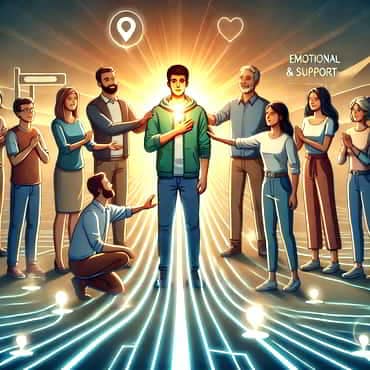 How To Let Go Of The Past And Move Forward: Learn, Accept, Release and Move On A group of individuals standing in a supportive formation with one person in the centre looking ahead toward a goal