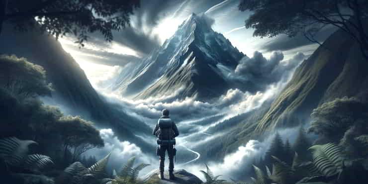 Resource And Support Needs: Project Needs Analysis An individual stands at the base of a vast mountain carrying a backpack - project needs analysis