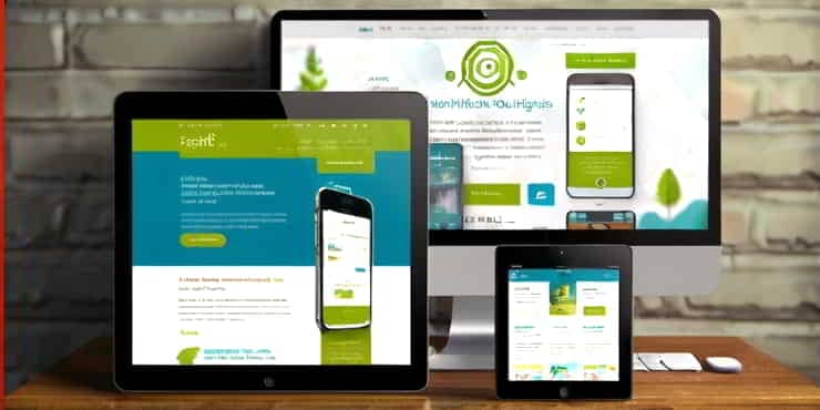 Image shows a website on 3 different sized screens