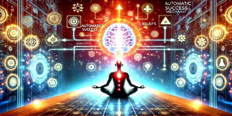 How to Train Your Mindset for Growth A person meditating with a glowing brain hologram above their head - how to train your mindset
