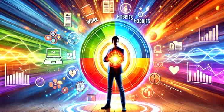 A person confidently managing their tasks and energy across various aspects of life—work, hobbies, and relationships - get things done_result